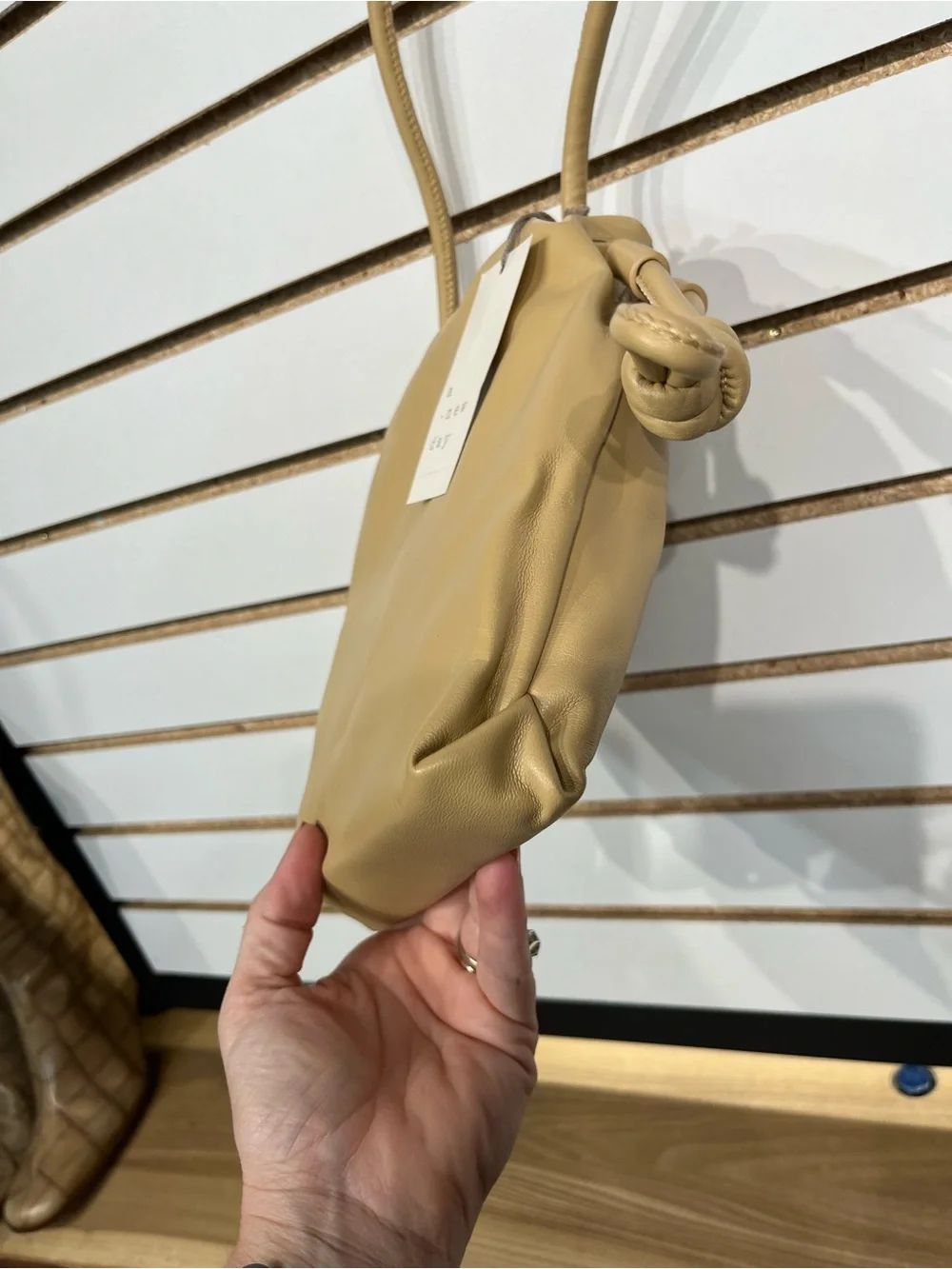 Faux leather slouchy drawstring crossbody bag - Picture 4 of 11
